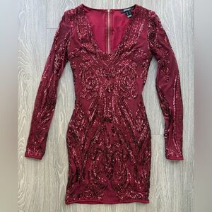 Elegant Burgundy Sequin Dress